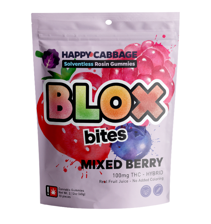 Photograph of product: Happy Cabbage - Raspberry Rosin BLOX Bites 10pk