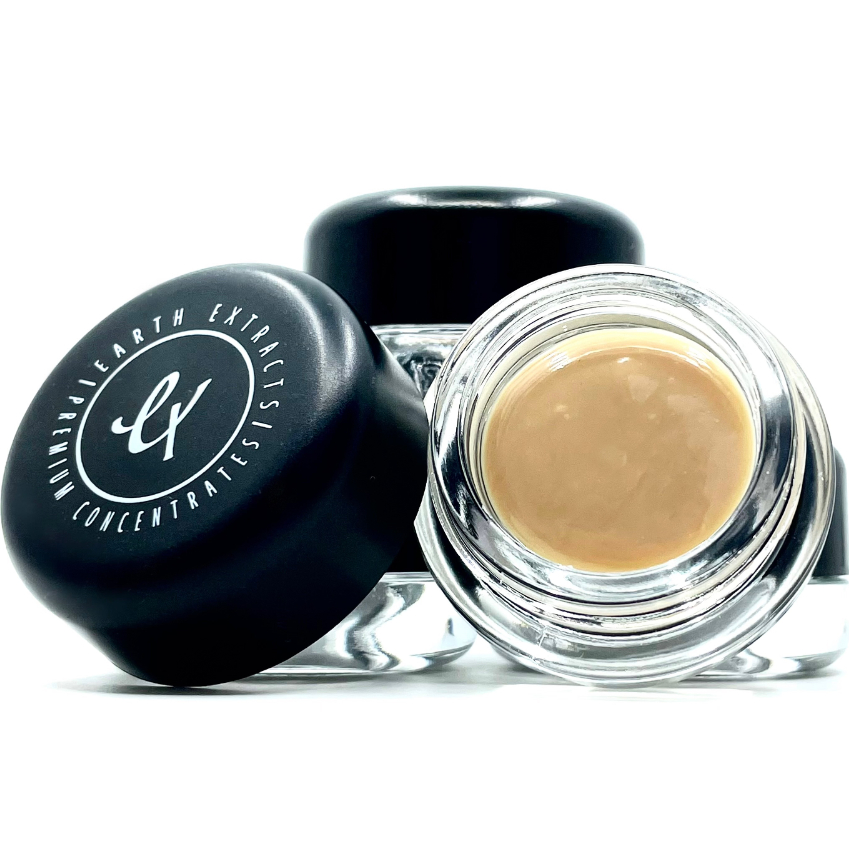 Photograph of product: Earth Extracts Cold Cured Live au chocolat Rosin Foxy Cleopatra T2 Badder