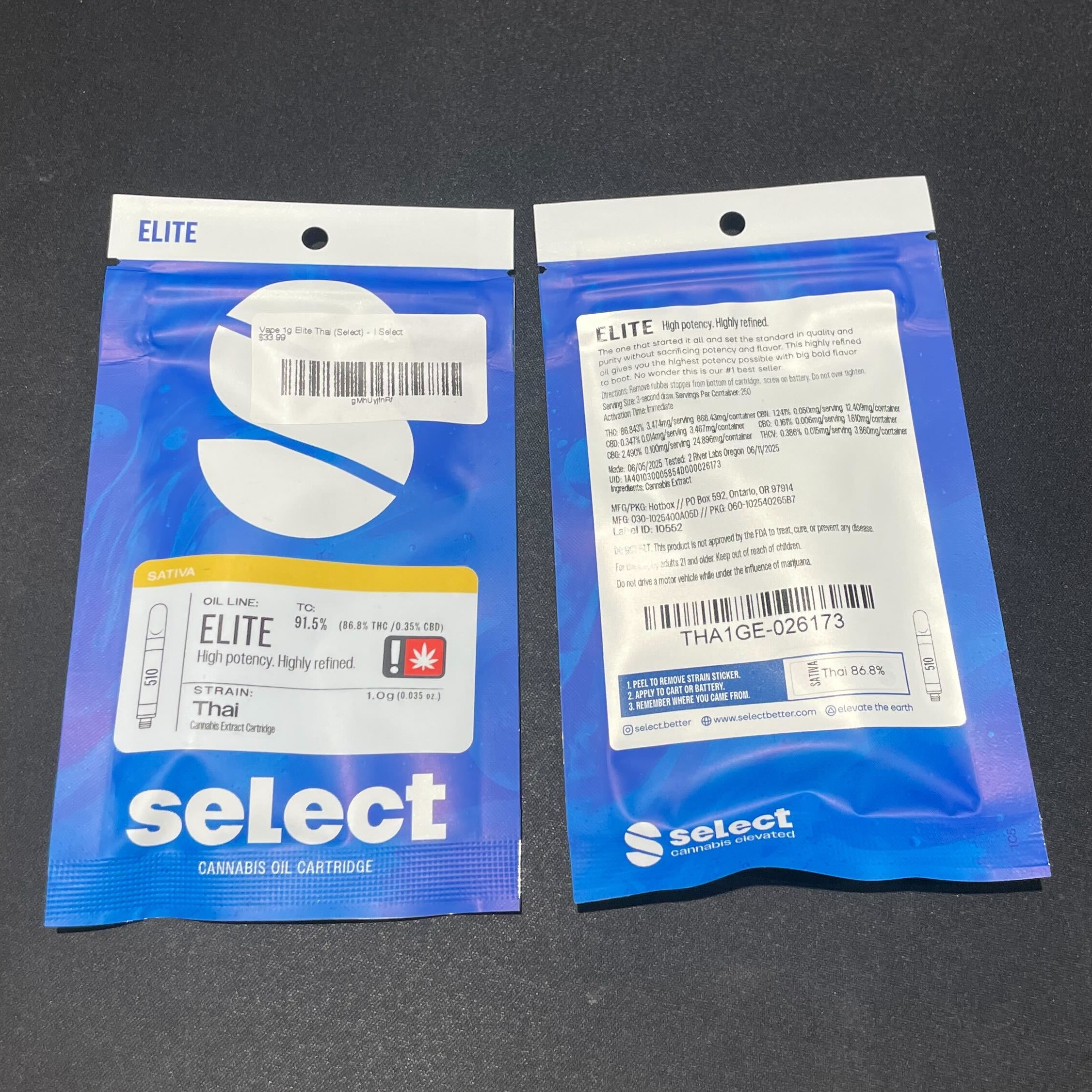 Photograph of product: Vape 1g Elite Thai (Select)