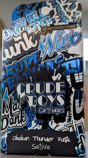 Photograph of product: Crude Boys | 1g Distillate Cart | Alaskan Thunder Fu$k