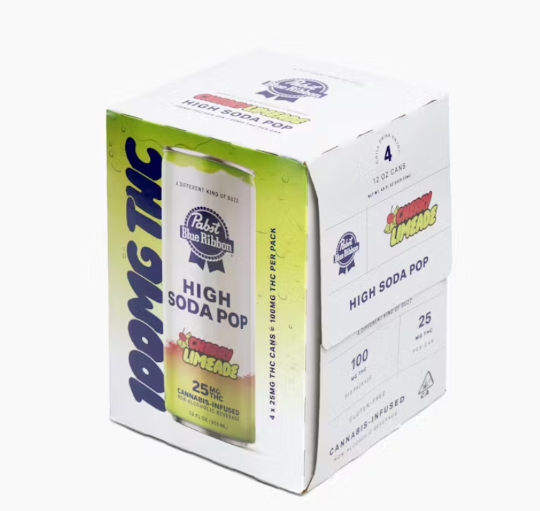 Photograph of product: Pabst Blue Ribbon High Soda Cherry Limeade Beverage 4pk 100mg 48oz