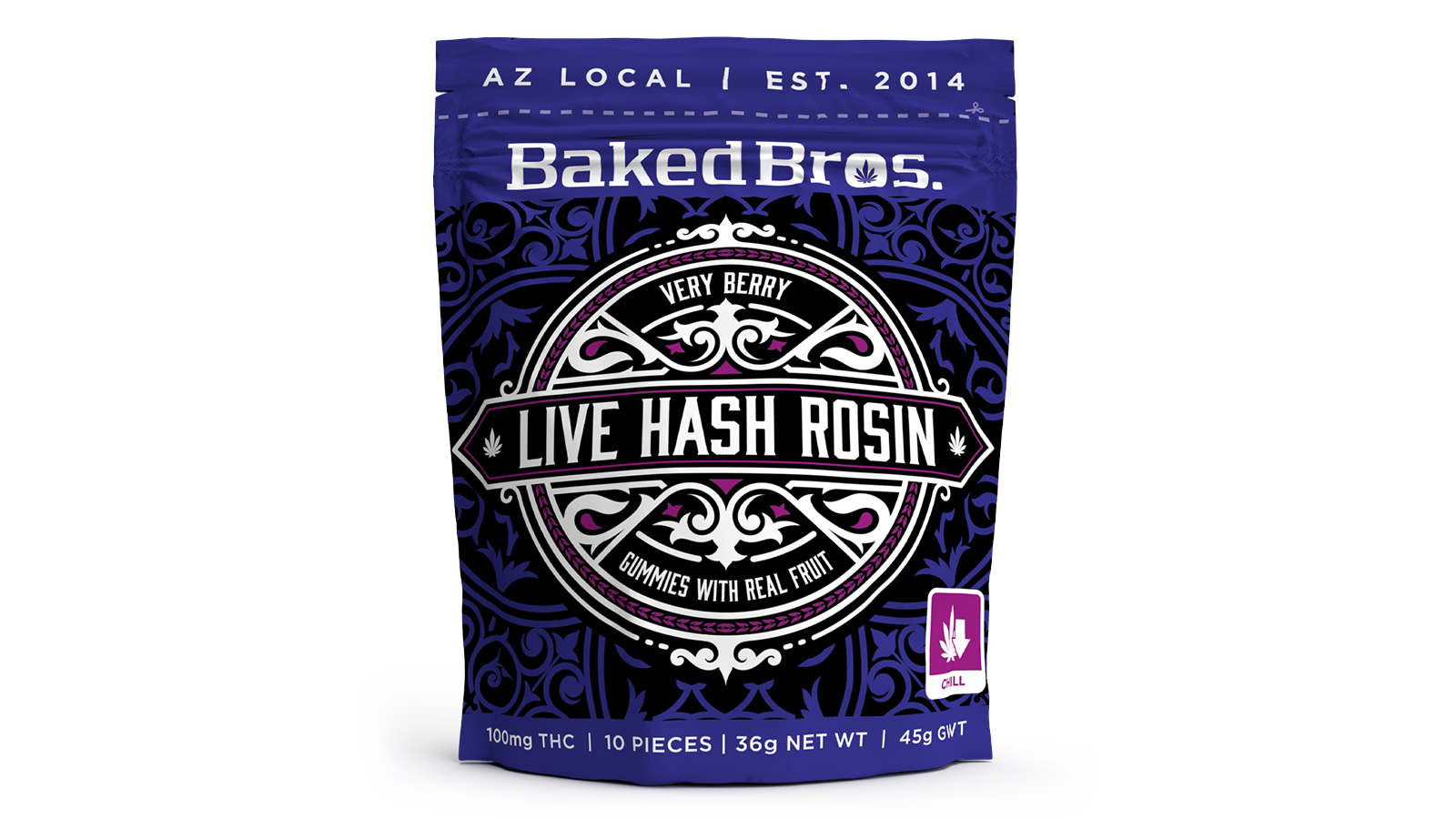 Photograph of product: Baked Bros - Live au chocolat Rosin Gummies - Very Berry (I) (100mg)