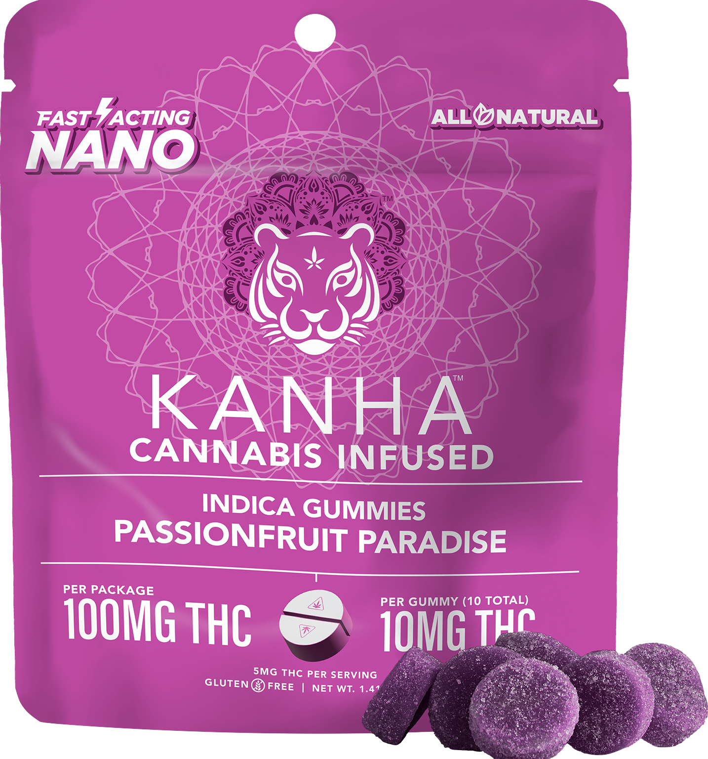 Photograph of product: Kanha | Passionfruit Paradise | Nano Gummies | 100mg
