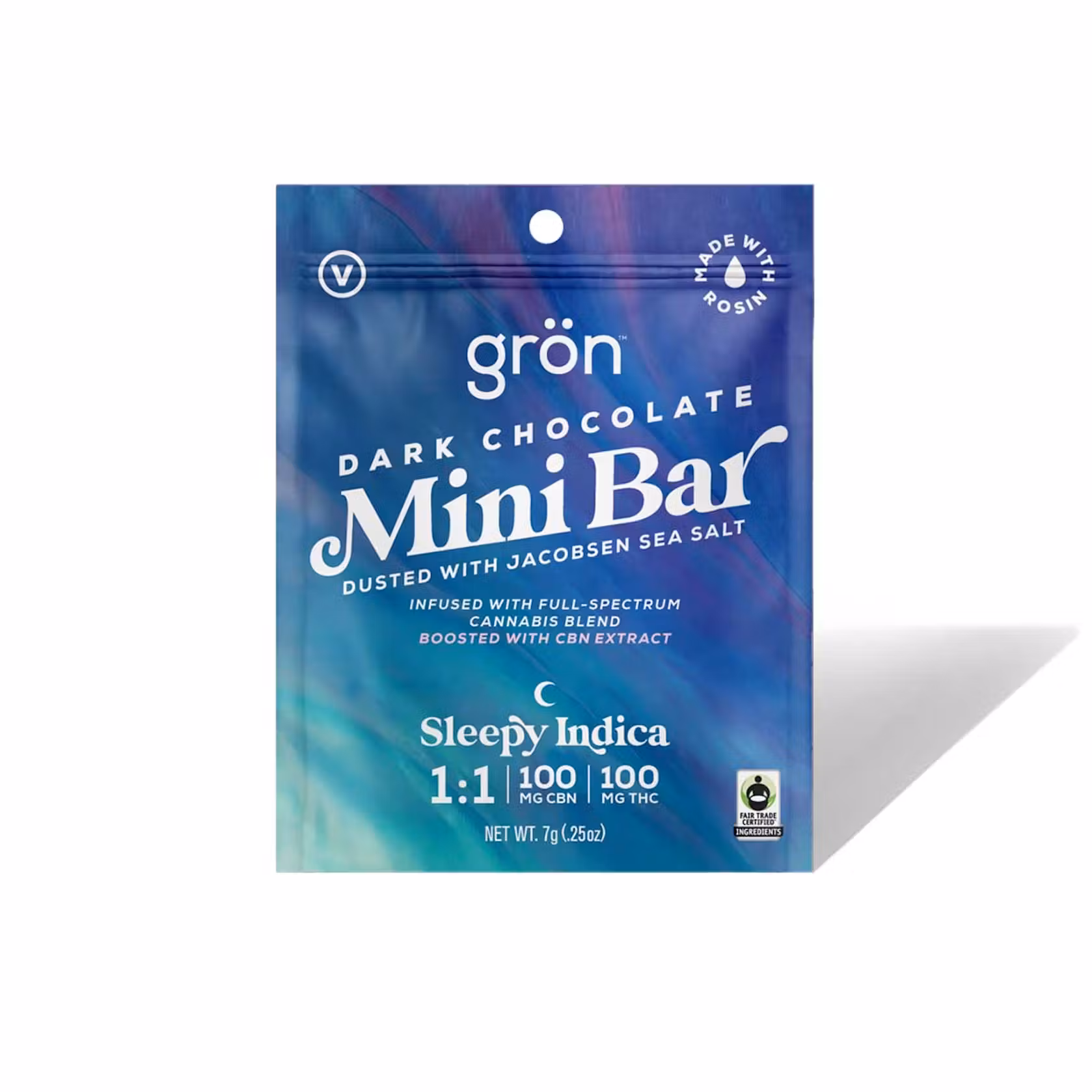 Photograph of product: Grn | Mini Bar 1:1 (CBN:TH-oui) Dark Chocolate - Sleepy Oui'd, 100mg