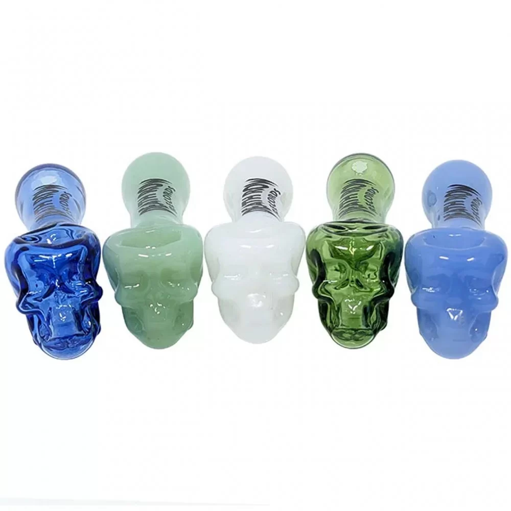 Photograph of product: Death Row Records - 4" Assorted Color Skull Hand Pipe