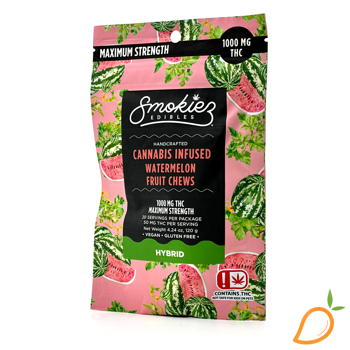 Photograph of product: 1000mg Sweet Watermelon Hybrid Fruit Chews Smokiez