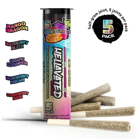 Photograph of product: Hellavated > Infused Pre Roll 5Pk x 0.5g > Variety