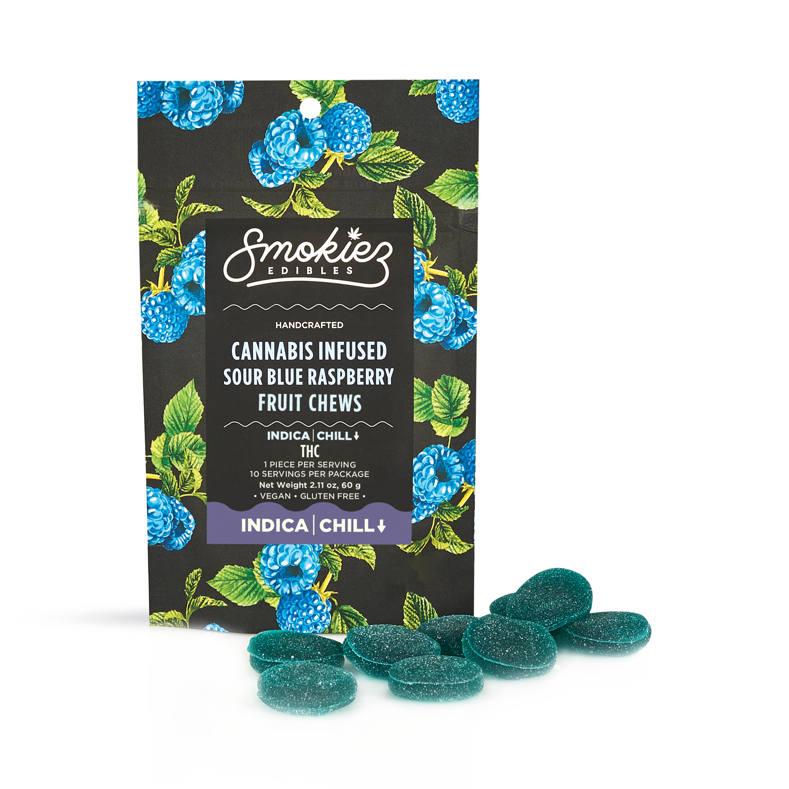 Photograph of product: Sour Blue Raspberry Fruit Chews | 100mg