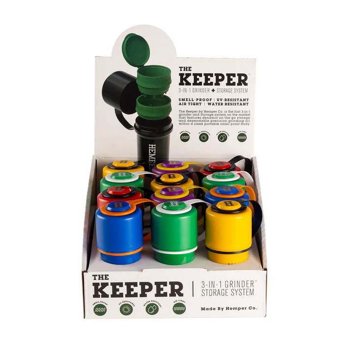 Photograph of product: Hemper - The Keeper 3-in-1 Grinder + Storage Container - Assorted Colors