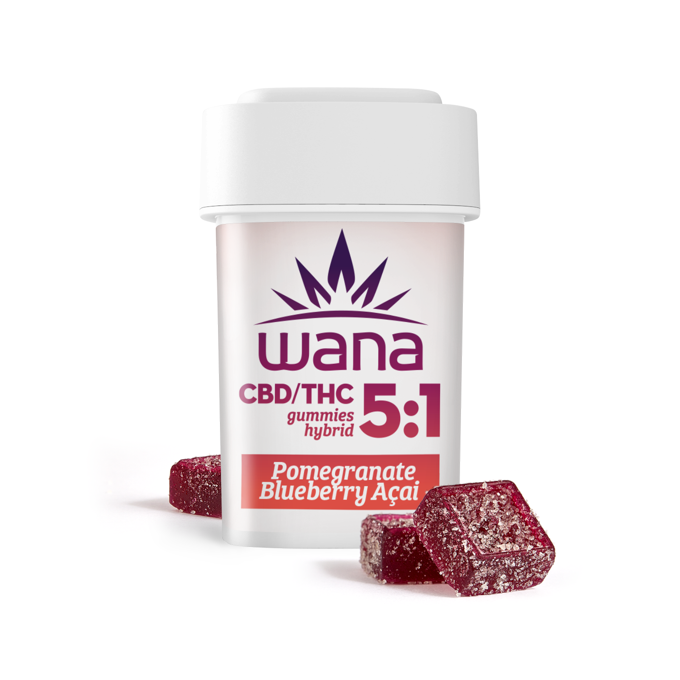 Photograph of product: 5:1 Pomegranate Blueberry Acai Sour Gummies 10-pack