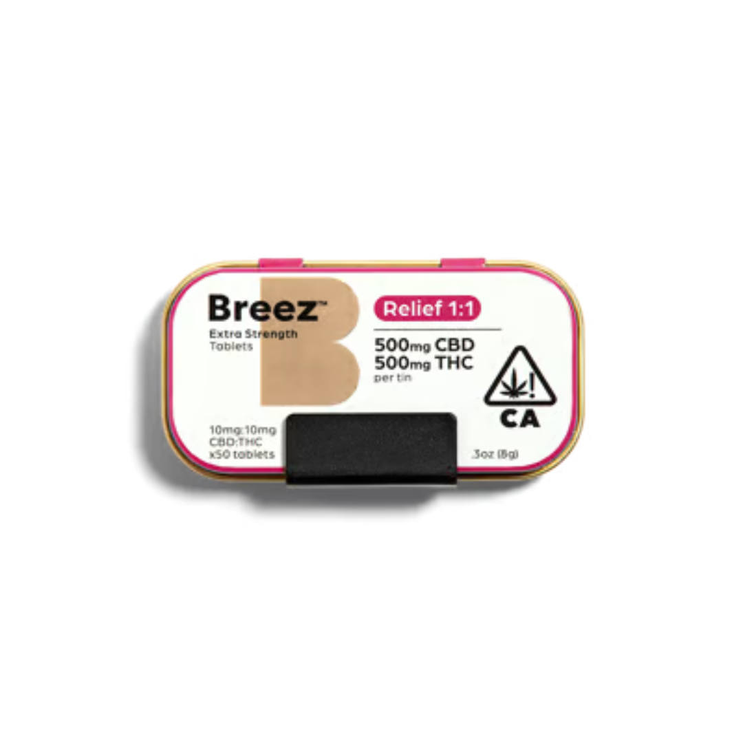 Photograph of product: Breez - Extra Strength Relief (1:1 CBD) Tablets