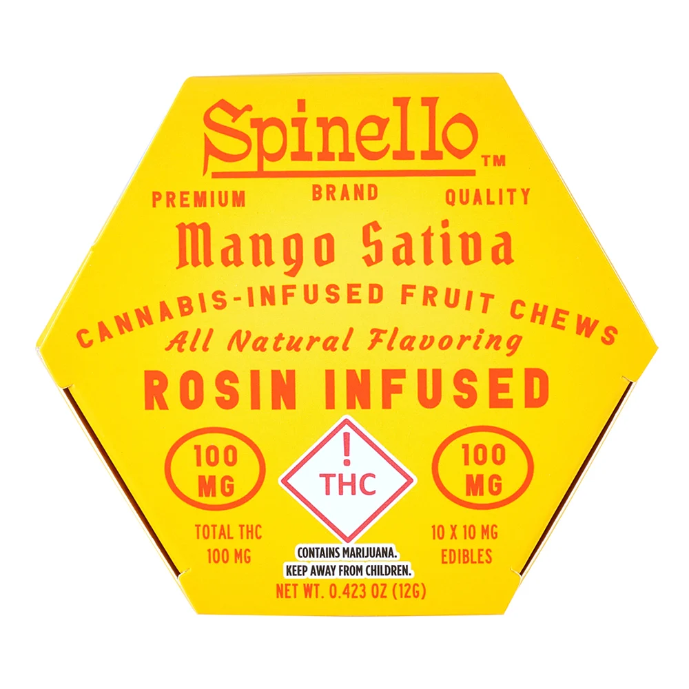 Photograph of product: Spinello Sour 1pk Mango Rosin Gummies 100mg/.1