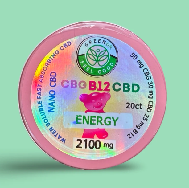 Photograph of product: Green Dr | CBD | Gummies | Energy | 25mg B12 | 50mg CBG:30mg CBD