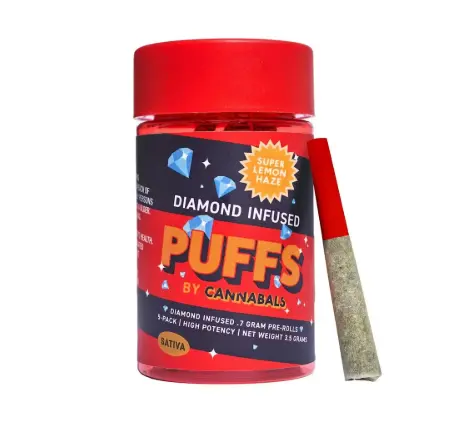 Photograph of product: Cannabals | Super Lemon Haze | Diamond Infused Pre Rolls | .5g 7pk