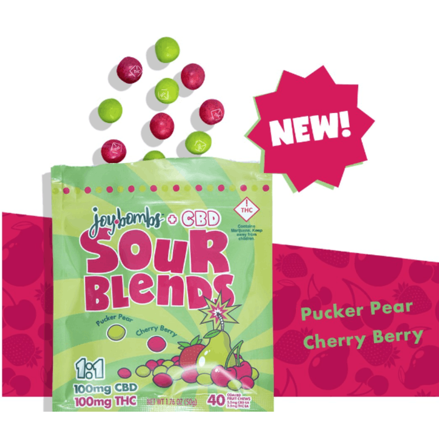 Photograph of product: Joy Bombs Sour Blend 1:1 (CBD+TH-oui) - Candy Coated Chews | 40pk
