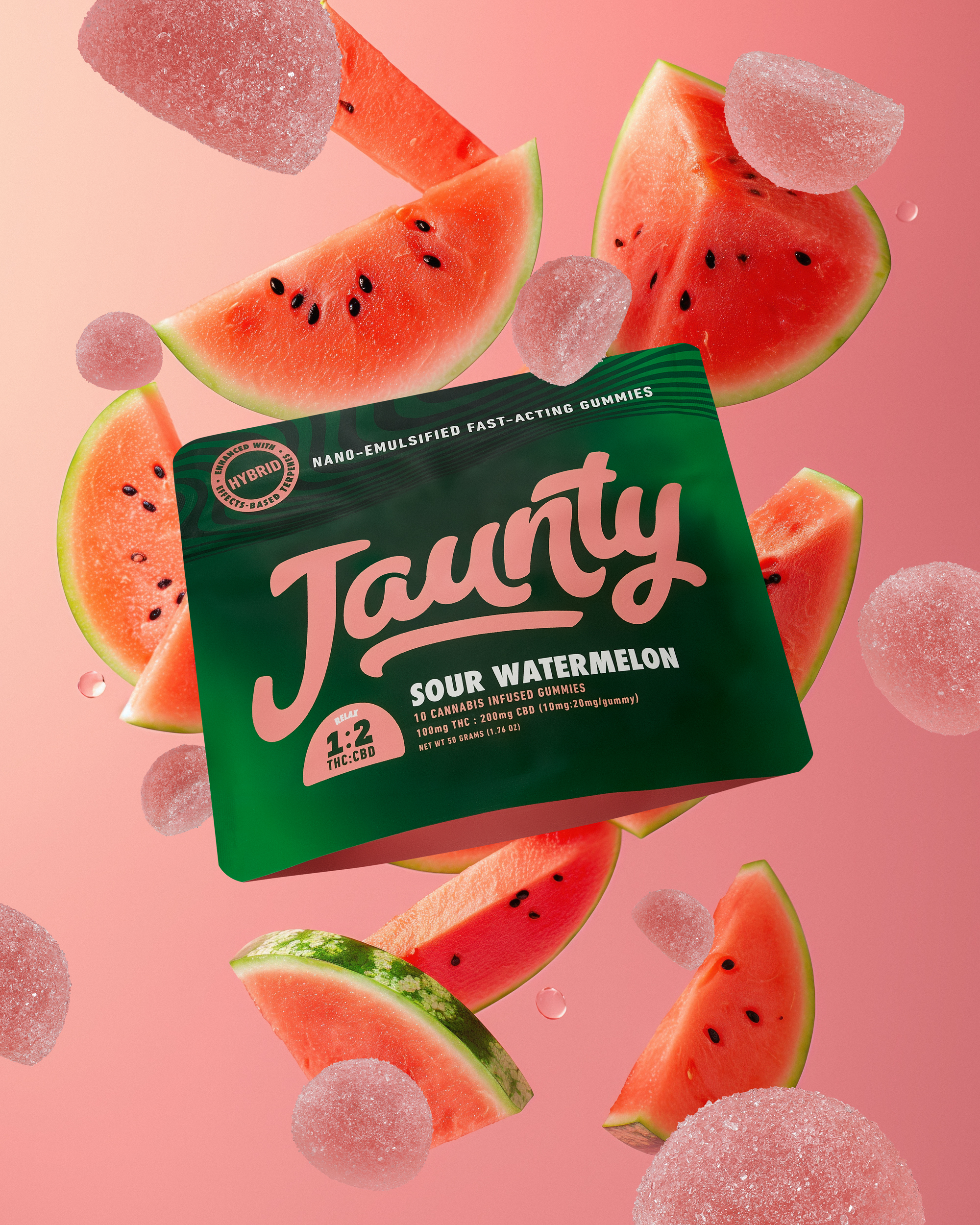 Photograph of product: 10-Pack Gummies 100mg - Sour Watermelon [1:2 TH-oui:CBD]