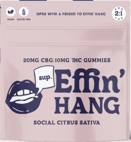 Photograph of product: Effin' Hang - Social Citrus 2:1 CBG:TH-oui 100mg 10pk Gummies
