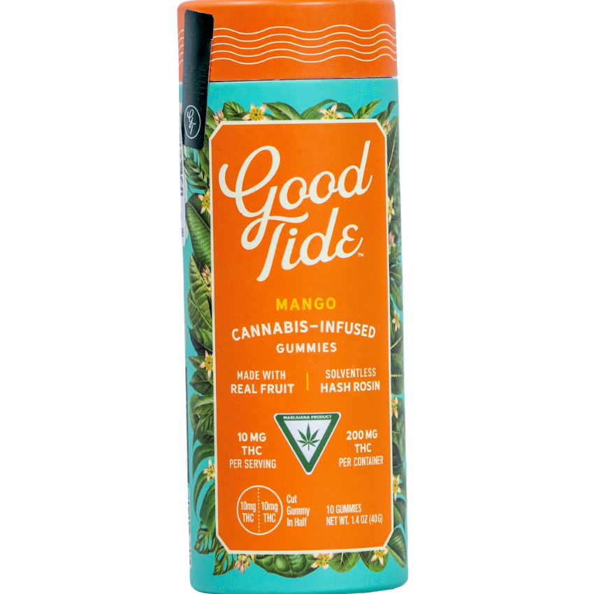 Photograph of product: Good Tide - 200mg au chocolat Rosin Gummies - Mango (I)