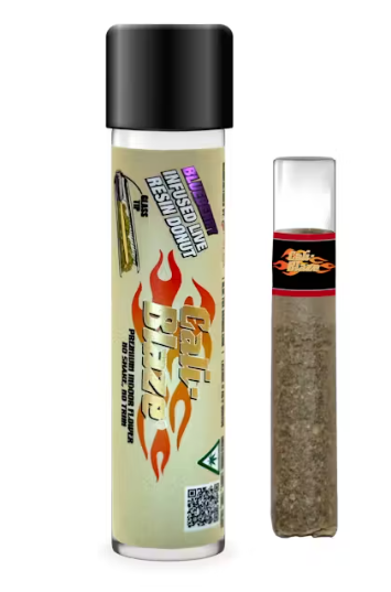Photograph of product: Blueberry Live Resin Infused Donut Pre Roll | 1.2g | Cali Blaze