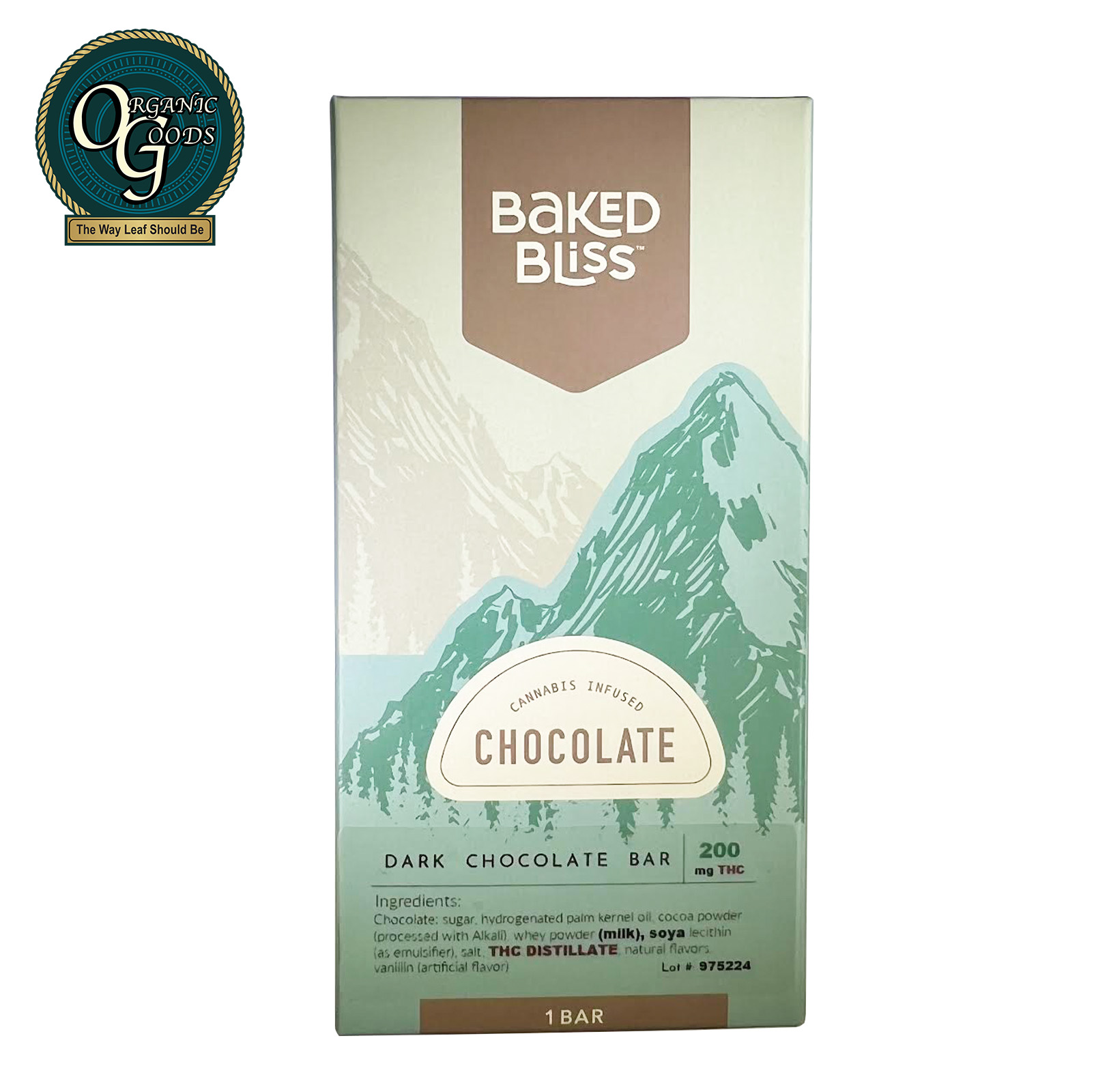 Photograph of product: Baked Bliss Dark Chocolate Bar 200 MG