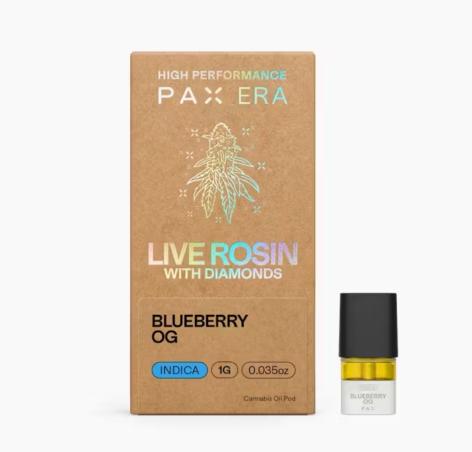 Photograph of product: BLUEBERRY OG LIVE ROSIN POD 1G