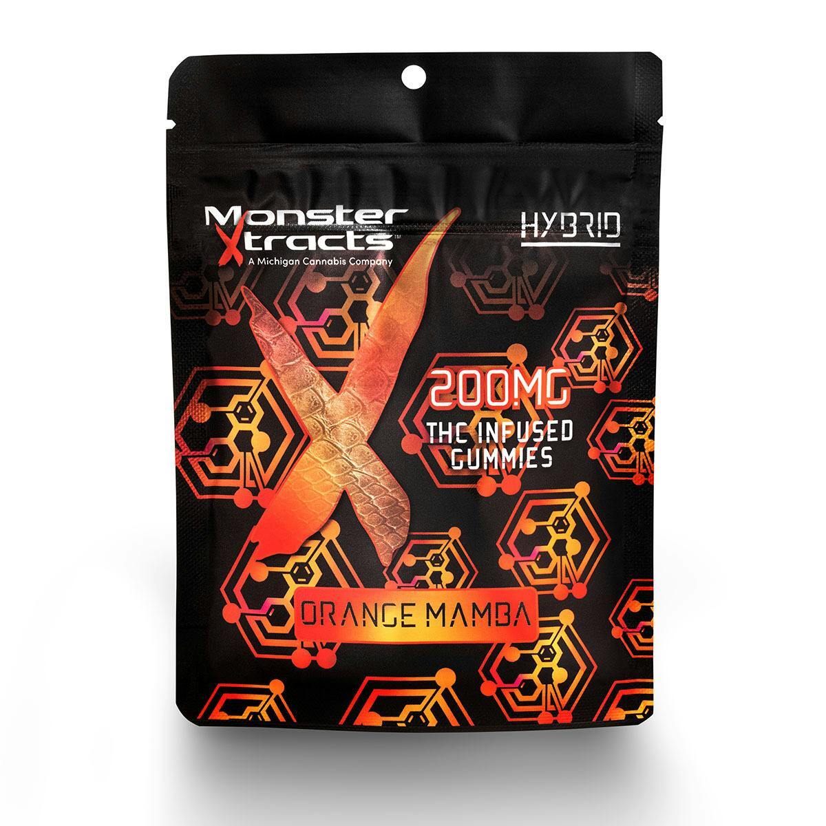 Photograph of product: Gummies - Monster X - (200mg) - Orange Mamba - (Hybrid)