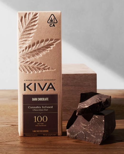 Photograph of product: Kiva |  100mg Chocolate Bar | Dark Chocolate
