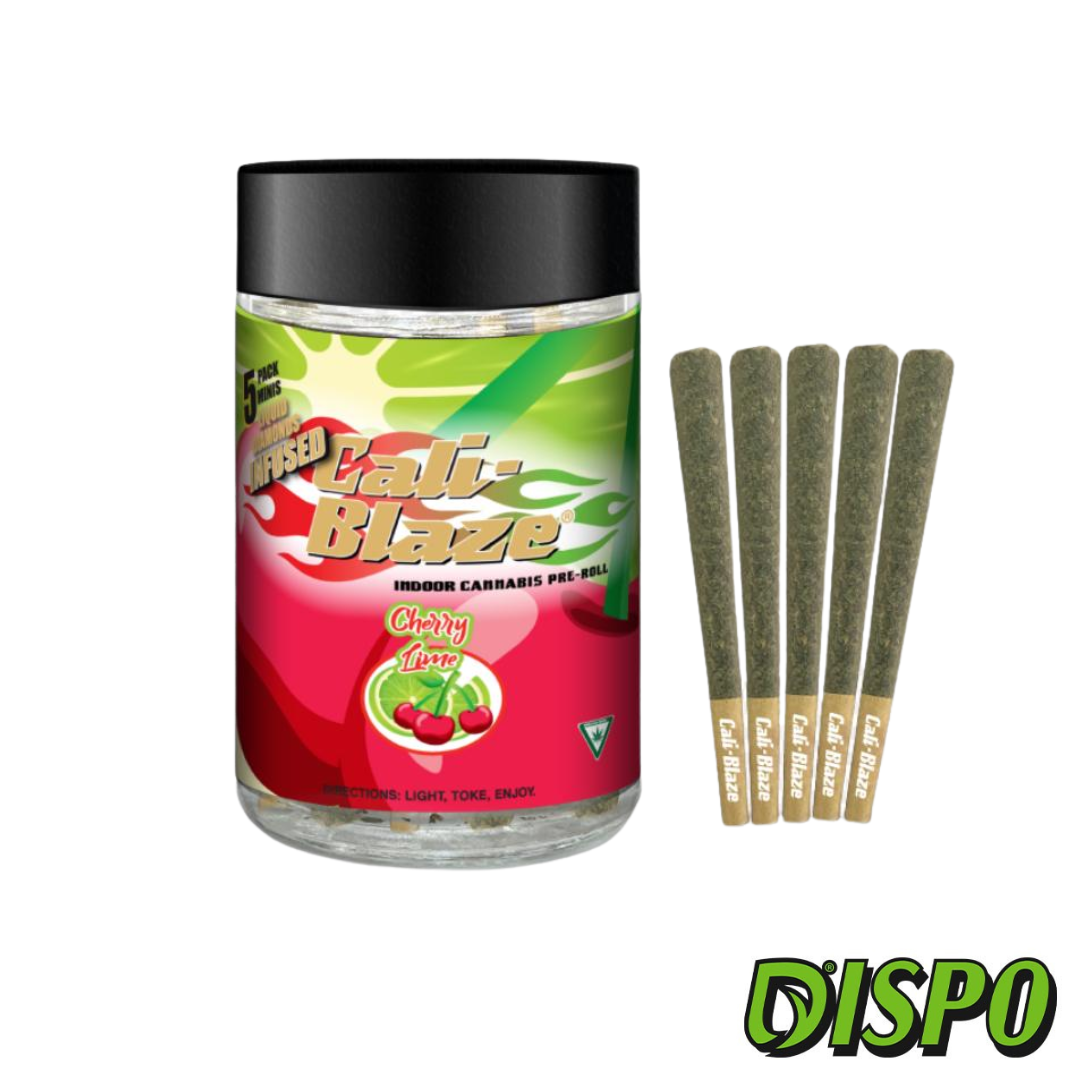 Photograph of product: Cali Blaze - Cherry Lime 5pk Liquid Diamond Infused Pre-Rolls