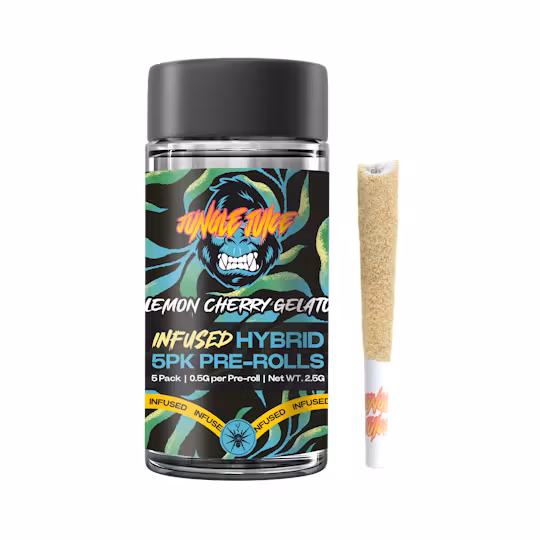 Photograph of product: Jungle Juice Infused Pre-roll | 5pk | Lemon Cherry Gelato (Hybrid)