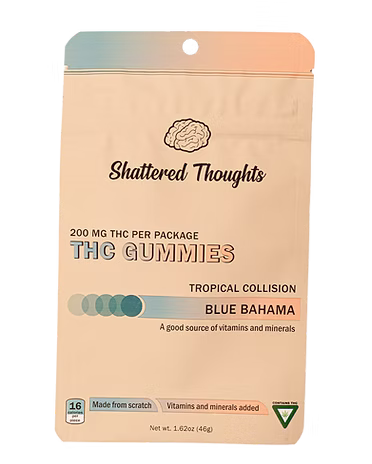 Photograph of product: SHATTERED THOUGHTS | BLUE BAHAMA | 200MG | GUMMIES