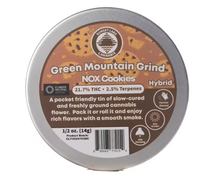 Photograph of Product: Sunset Lake - Green Mountain Grind | NOX Cookies | Pre ground 14g