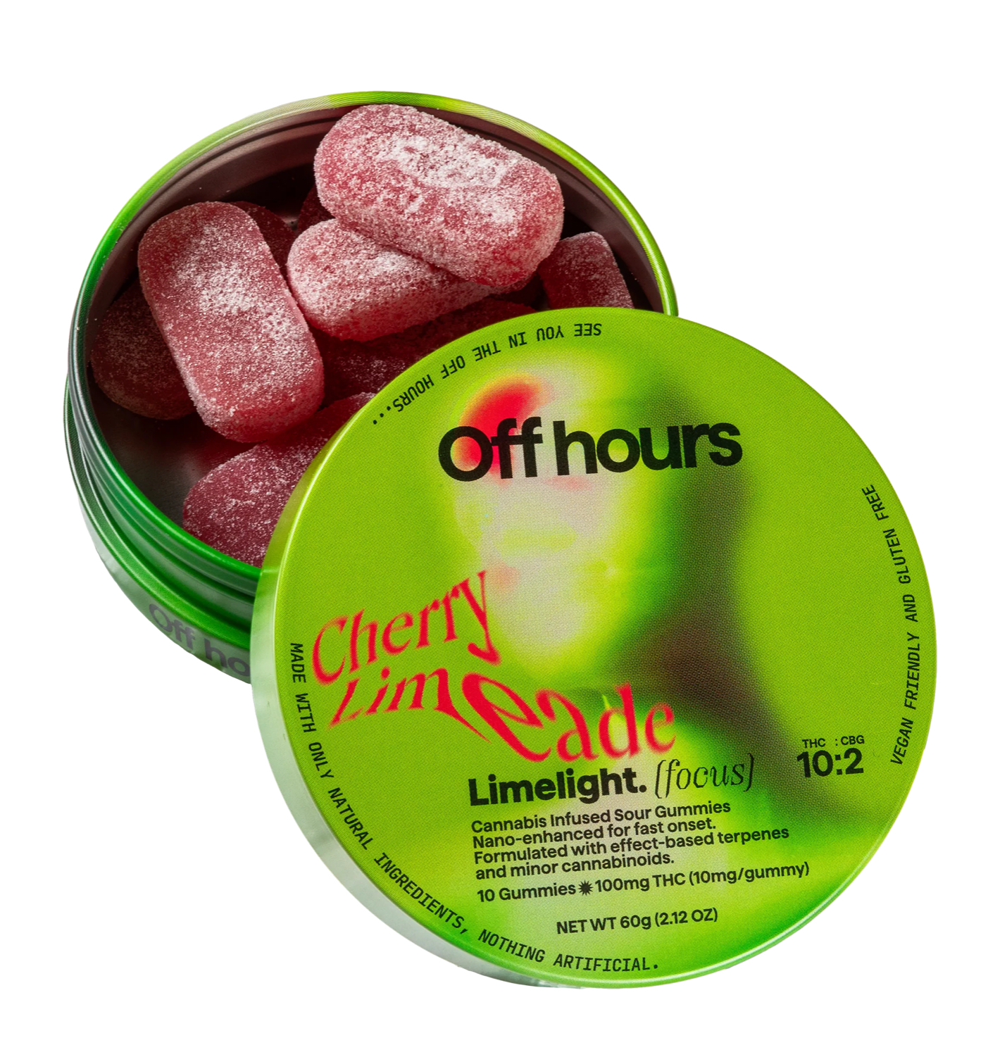 Photograph of product: Limelight (Focus) 10:2 TH-oui/CBG Cherry Limeade Gummies 10pk 10mg - Off Hours