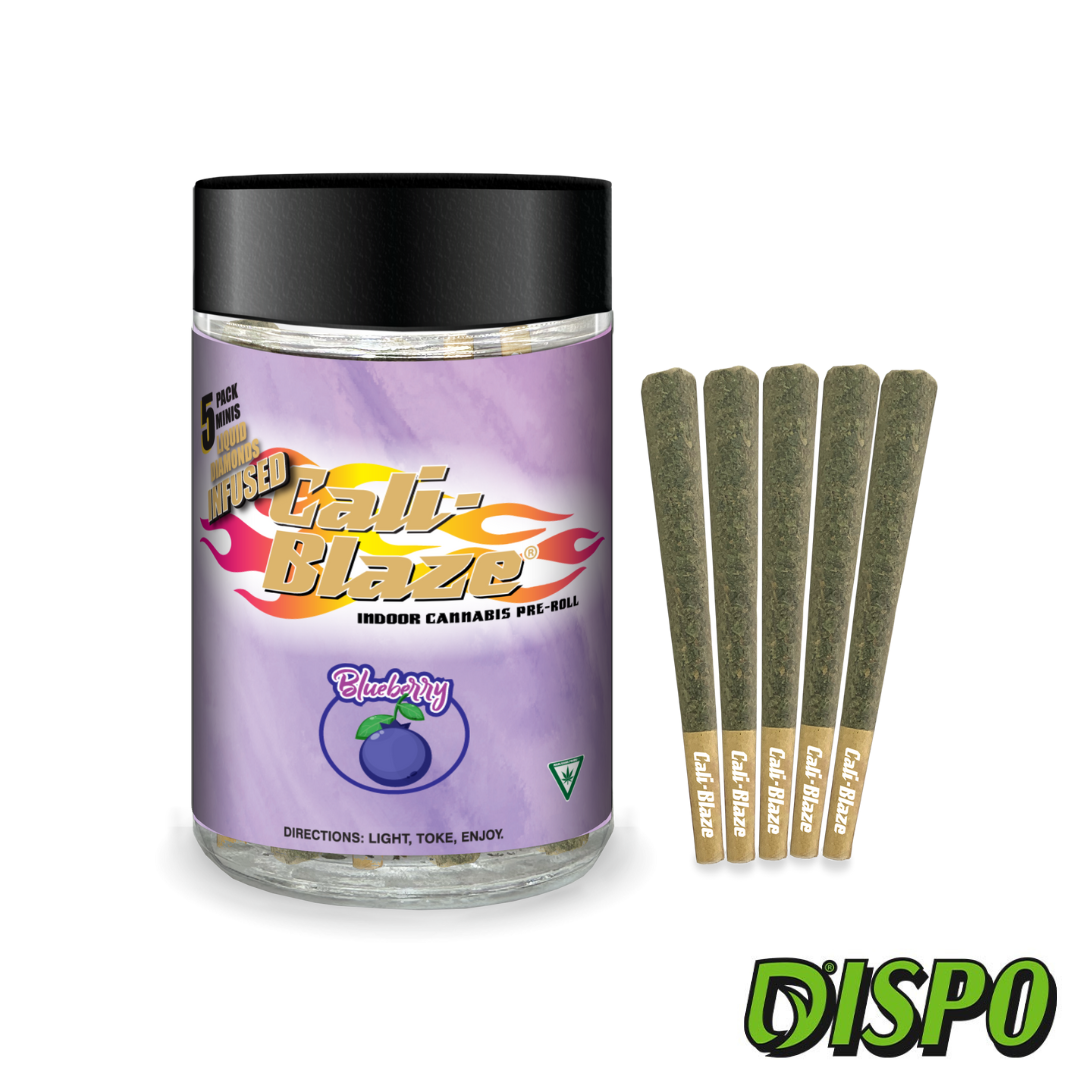Photograph of product: Cali Blaze - Blueberry 5pk Liquid Diamond Infused Pre-Rolls