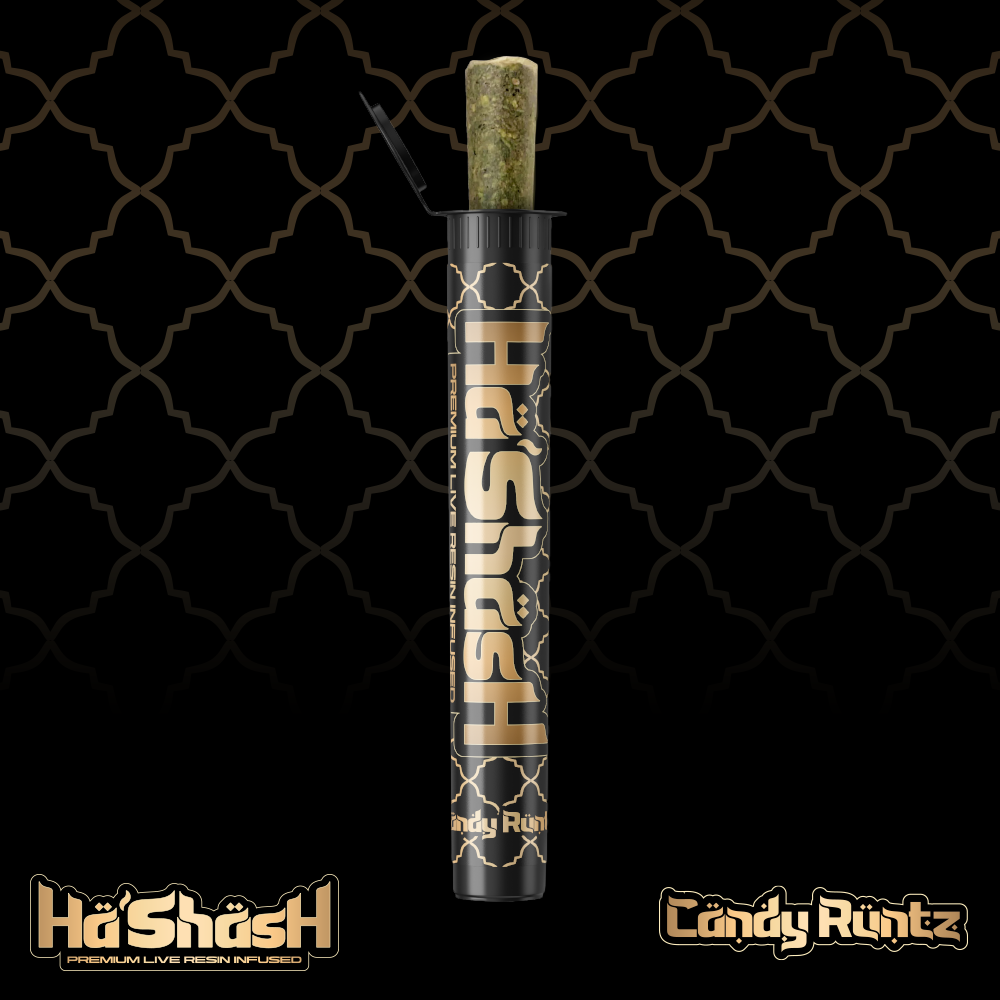 Photograph of product: Infused Pre Roll - au chocolatASH - Candy Runtz - (Hybrid) - (Live Resin Infused) - 41.38% TH-oui - 1.1g