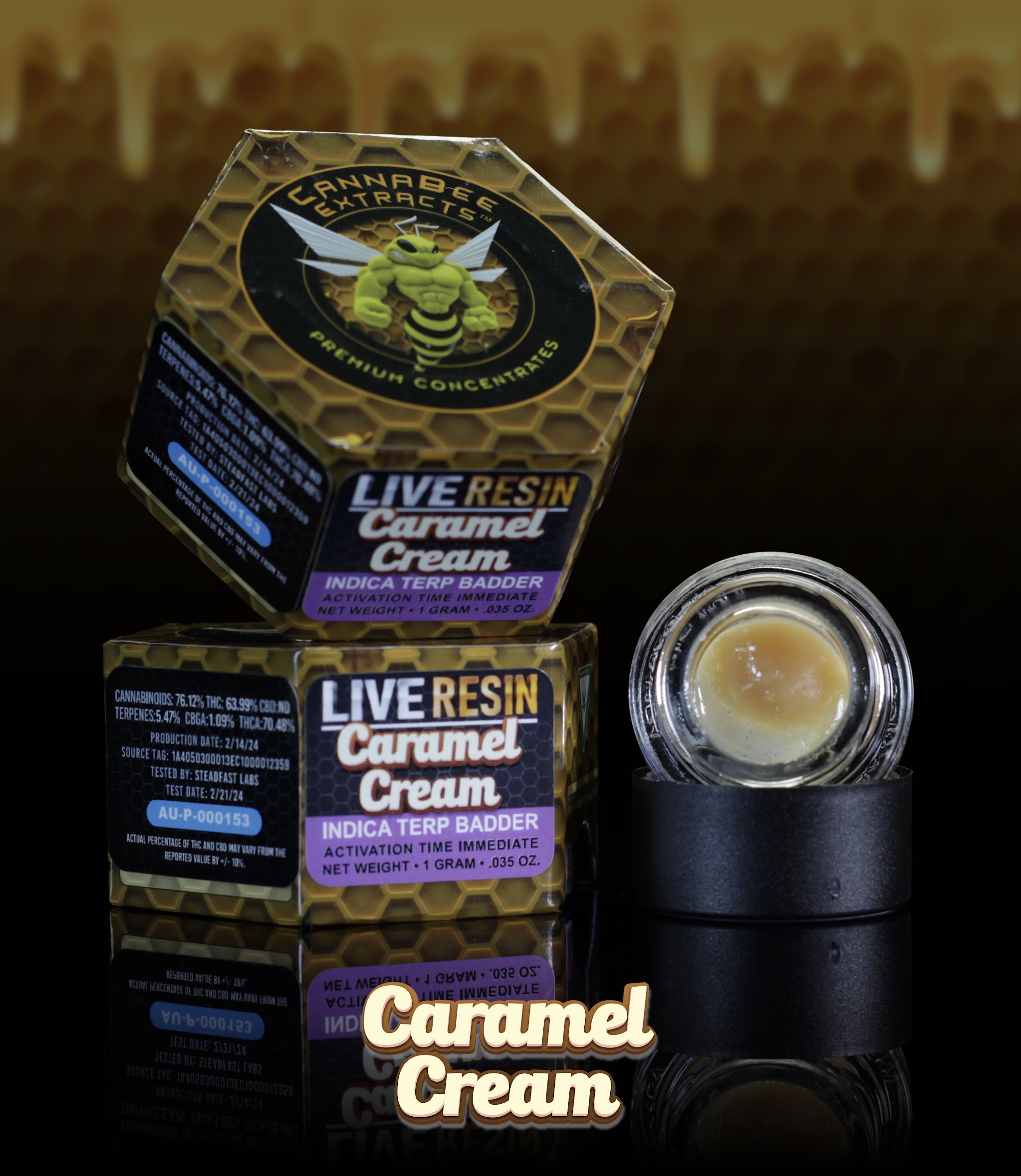 Photograph of product: Canna Bee | Caramel Cream | Live Resin Terp Badder Oui'd