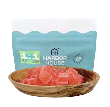 Photograph of product: Harbor House Prickly Pear (H) 1:1 TH-oui:CBG Rosin Gummies 5mg 20pc