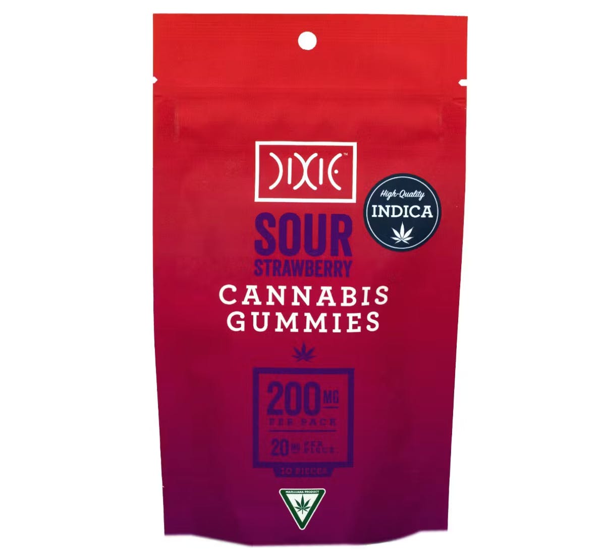 Photograph of product: Dixie Gummies Sour Strawberry Oui'd 200mg