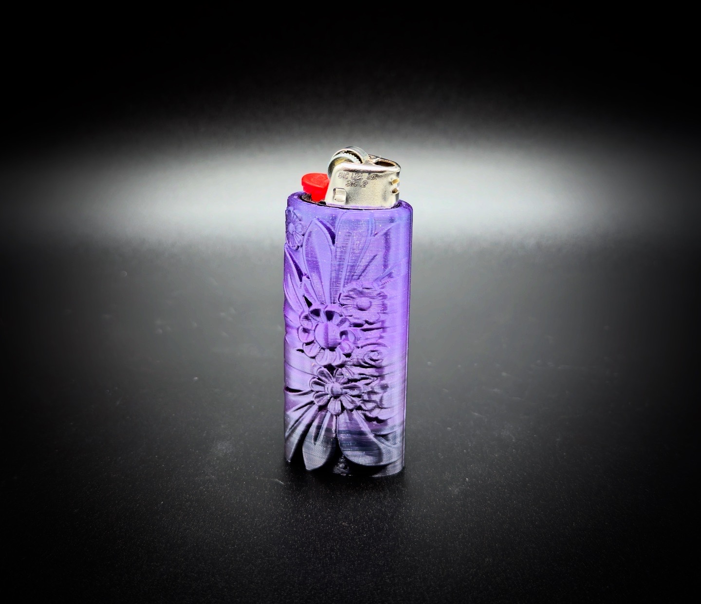 Photograph of product: HighByDesign Bic Lighter Case Endless Flowers Edition- Purple Phantom