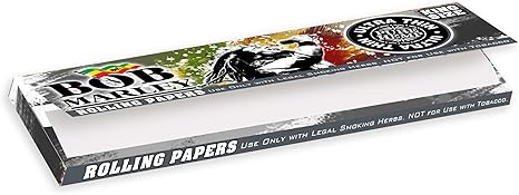 Photograph of product: Bob Marley Rolling Paper - King Size (110mm) Unbleached Organic Hemp Paper - (33 Leaves Per Book)