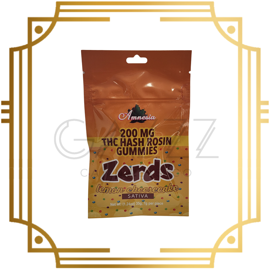 Photograph of product: Amnesia Zerds Lemon Cheesecake au chocolat Rosin Gummies 200MG