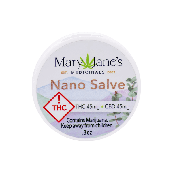Photograph of product: Mary Jane's Medicinals - Nano Salve - 45mg TH-oui//45mg CBD - 0.3oz