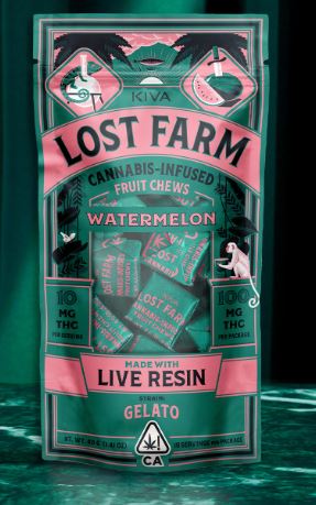 Photograph of product: LOST FARM CHEWS - WATERMELON 100MG (GELATO) - KIVA CONFECTIONS