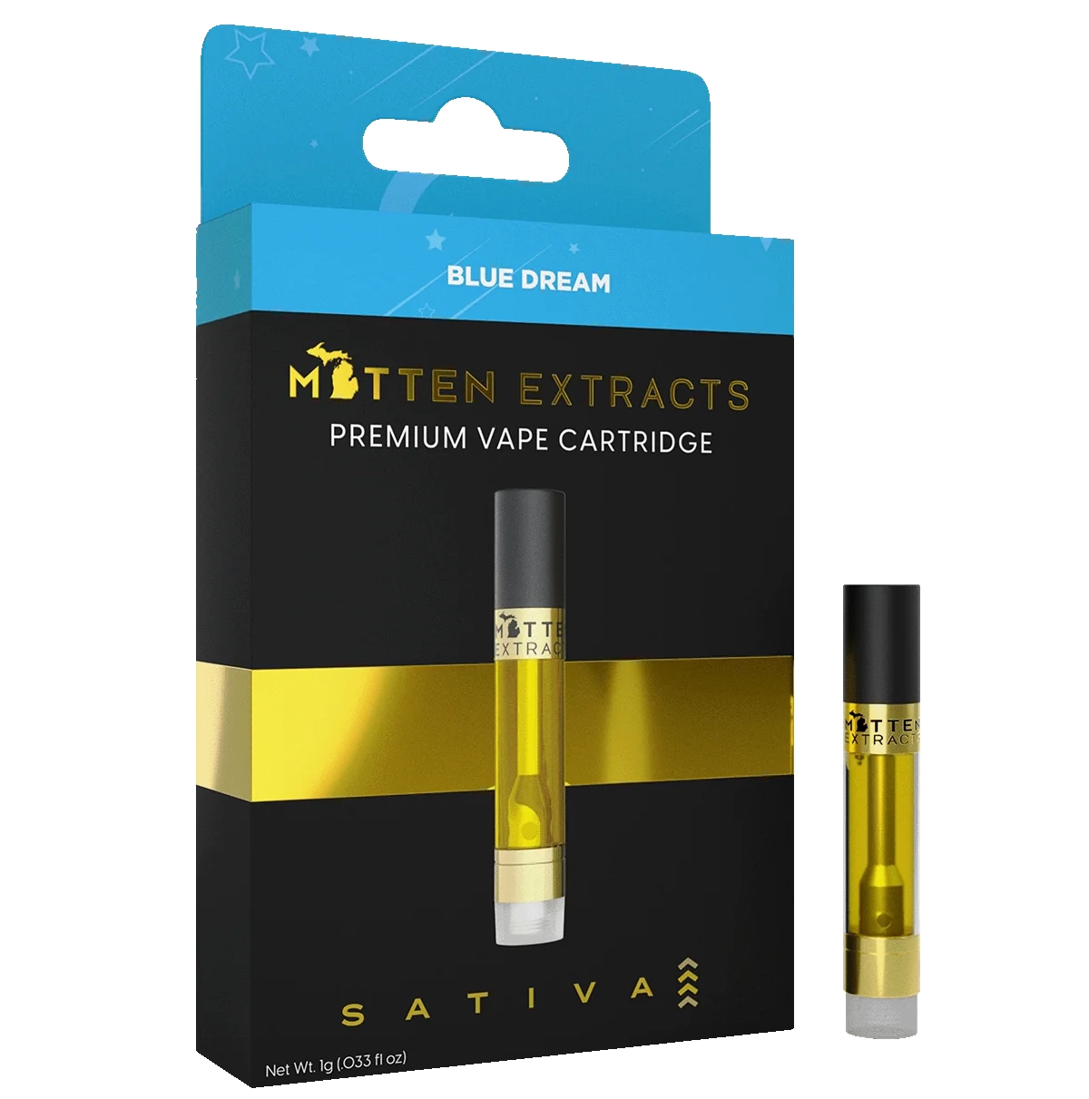 Photograph of product: Mitten Extracts Blue Dream Cartridge Rec