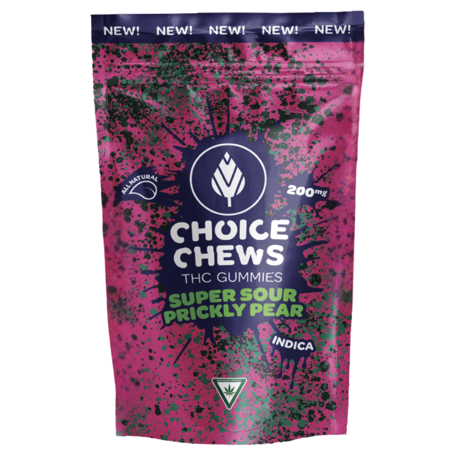 Photograph of product: Choice Chews | Super Sour Pickly Pear | 200mg Gummies