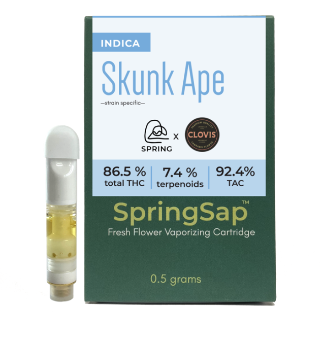 Photograph of Product: SpringSap Live Resin Vape Cartridge | Skunk Ape