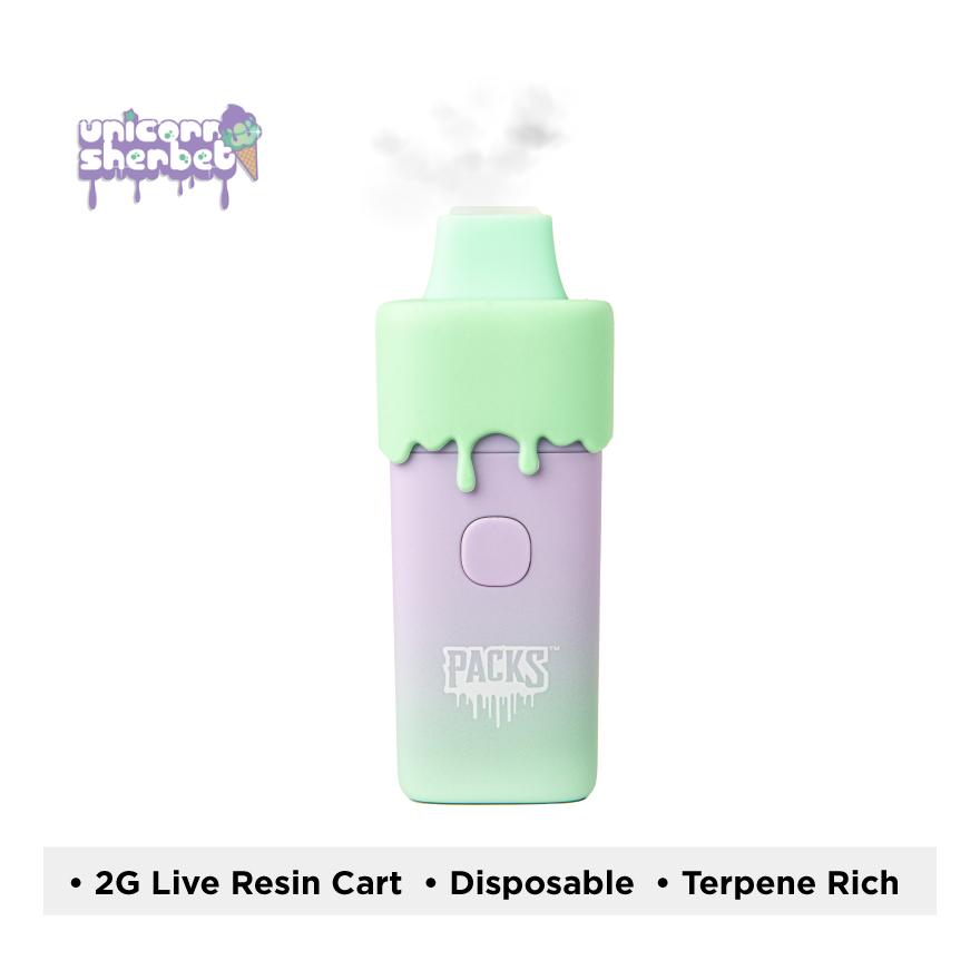 Photograph of Product: Packwoods - 2g Live Resin Disposable - - Unicorn Sherbet