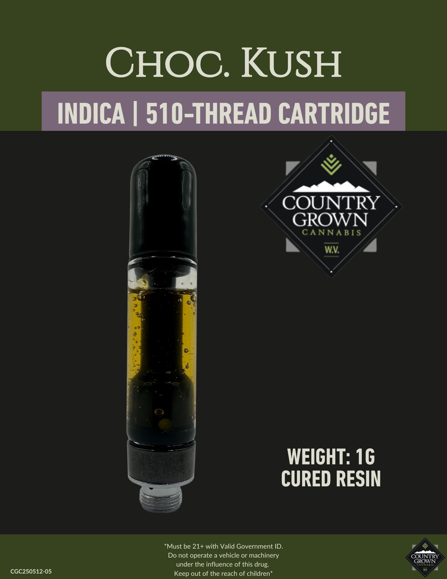 Photograph of product: Choc Kush Cured Resin Vape