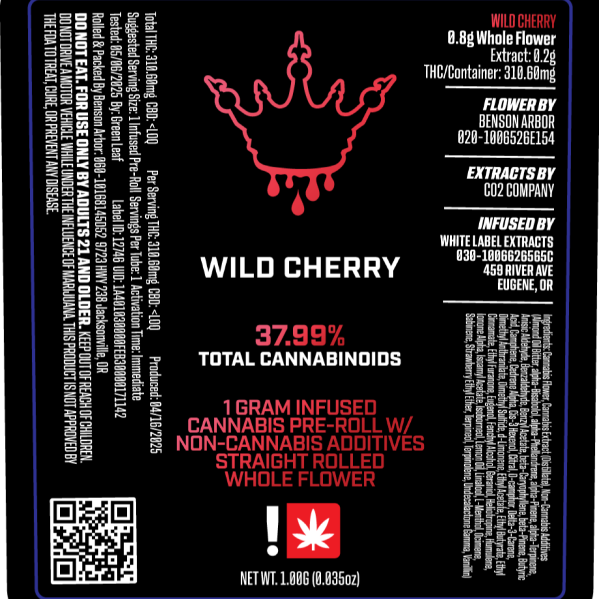 Photograph of product: Benson Arbor - Black Crown: Wild Cherry Flavored IPR (H)