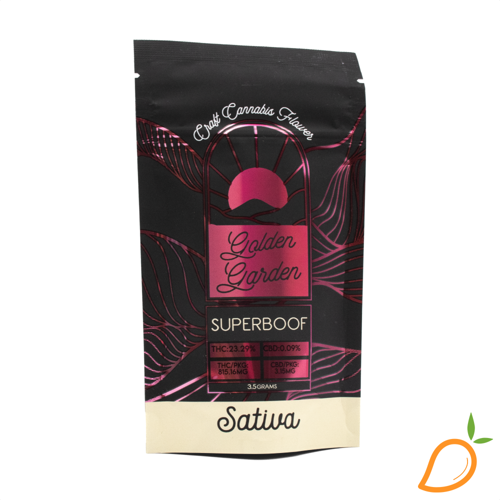 Photograph of product: 3.5g Superboof Prepackaged Flower Golden Garden