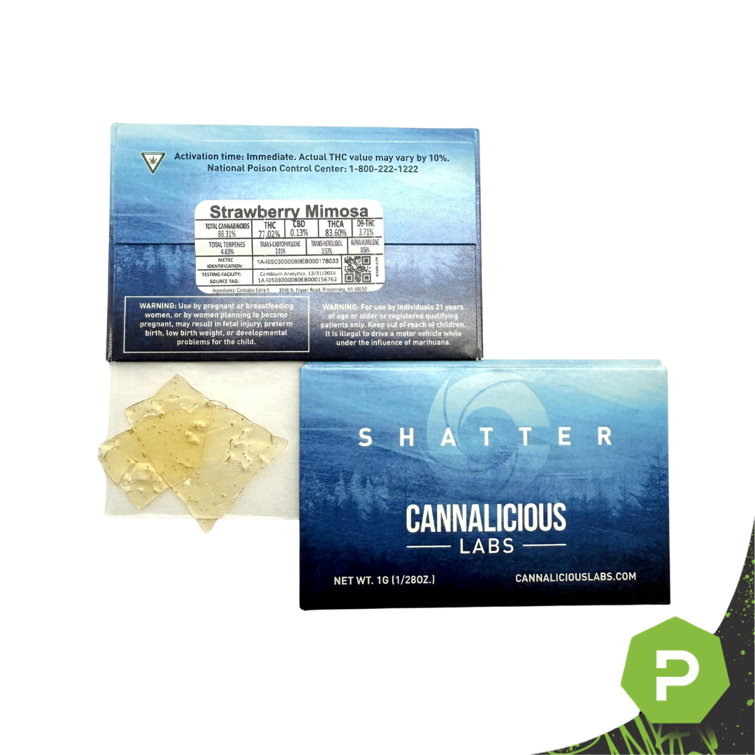 Photograph of product: Cannalicious Shatter | Strawberry Mimosa